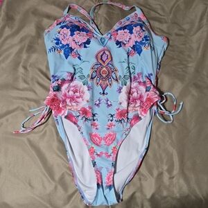 Floral One-Piece Plus Size Swimsuit